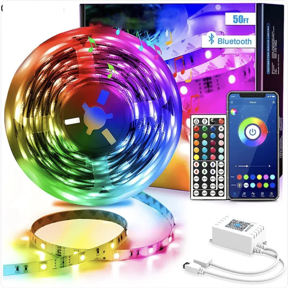 12V LED RGB Light Strip with Bluetooth App & 44-Key Remote Control, Epoxy Coated, IP65