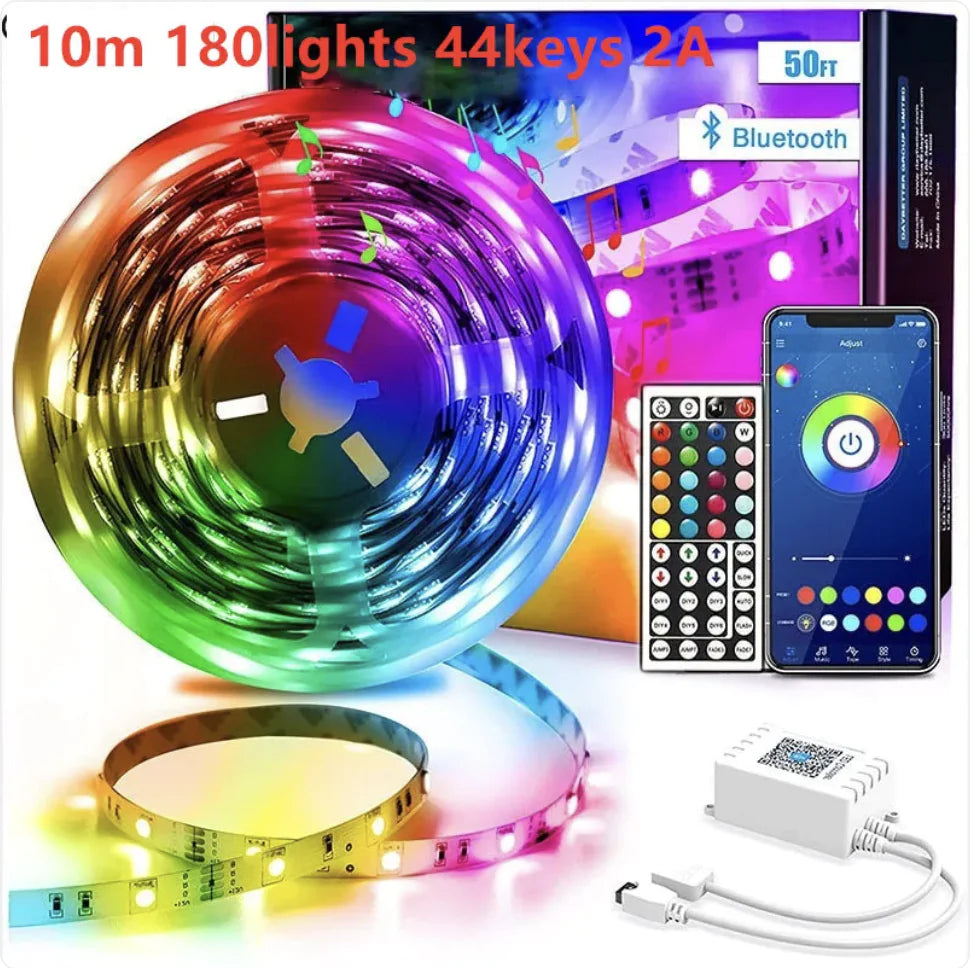 12V LED RGB Light Strip with Bluetooth App & 44-Key Remote Control, Epoxy Coated, IP65